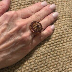 Sterling Silver Size 6 Gorgeous Garnet cluster ring